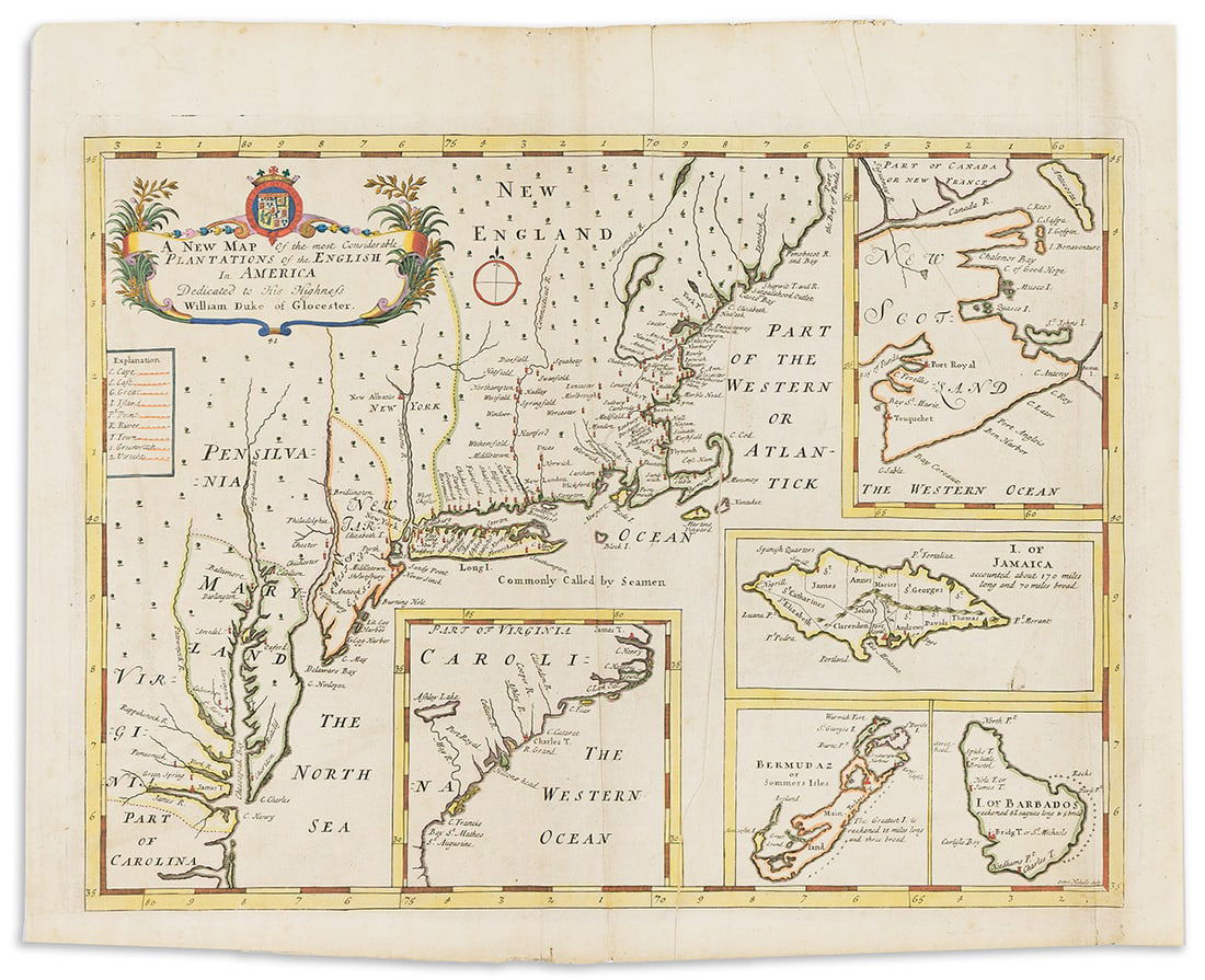(COLONIAL NORTH AMERICA.) Edward Wells. A New Map of the Most Considerable Plantations of the (1 of 1)
