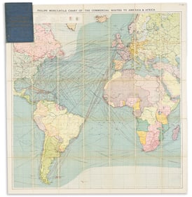 (COMMERCIAL TRADE.) George Philip & Son. Two large color-printed maps illustrating a vast network of