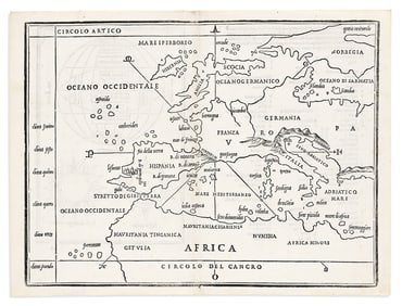 (EUROPE.) Benedetto Bordone. [Untitled map of western Europe, the Mediterranean, and northern