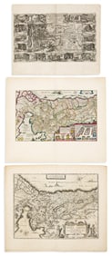 (HOLY LAND.) Group of 8 sixteenth-and-seventeenth-century engraved maps.