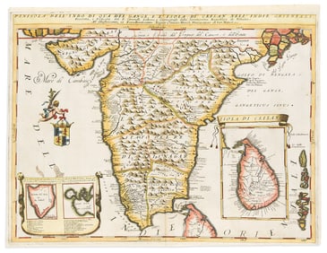 (INDIA.) Vincenzo Coronelli. Penisola Dell'Indo di qua del Gange, e l'Isola di Ceilan Nell'Indie