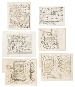 (JERUSALEM.) Group of 6 small-scale sixteenth-to-eighteenth-century maps and plans.