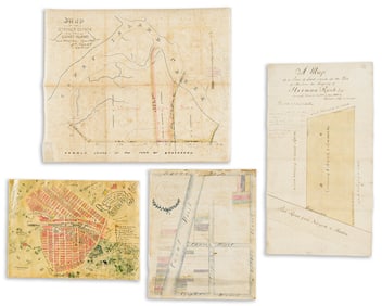 (MANUSCRIPT MAPS.) Group of 7 nineteenth-and-twentieth-century hand-drawn maps relating to New York