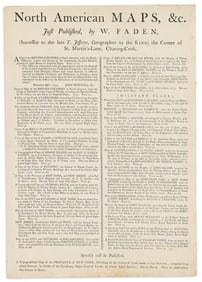 (MAPSELLER'S ADVERTISEMENT.) William Faden. North American Maps, &c. Just Published.