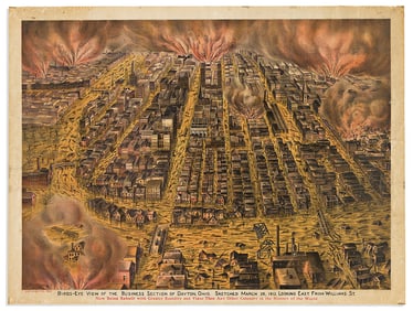 (NATURAL DISASTER.) George Ring. Birds-Eye View of the Business Section of Dayton, Ohio.
