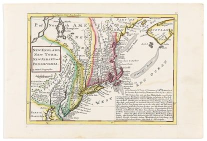 (NEW ENGLAND -- POST ROADS.) Herman Moll. New England, New York, New Jersey and Pensilvania.