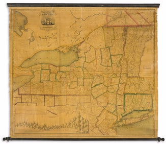 (NEW YORK.) David H. Burr; and Simeon de Witt. Map of the State of New York and Surrounding