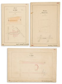 (NEW YORK CITY -- SEWER PLANNING.) Six neatly-drafted manuscript plans delineating sections of lower