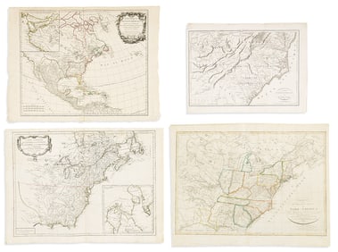 (NORTH AMERICA.) Group of 4 eighteenth-and-nineteenth-century engraved maps.