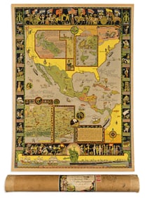(PICTORIAL MAPS.) Jo Mora / Grace Line. Ye Old Spanish Main.