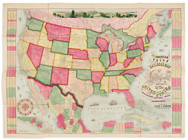 (UNITED STATES.) Haasis & Lubrecht. The American Union Railroad Map of the United States,