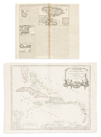 (WEST INDIES.) Group of 5 eighteenth-century engraved maps.