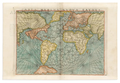 (WORLD.) Girolamo Ruscelli. Carta Marina Nuova Tavola.