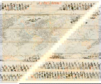 (WORLD -- PICTORIAL.) Imprimerie F. Menetrier; for Le Petit Journal. Mappemonde.