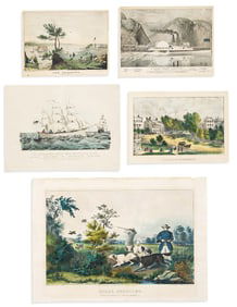CURRIER & IVES. Group of 5 hand-colored lithographs.