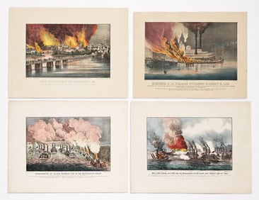 CURRIER & IVES -- CIVIL WAR. Group of 4 small folio hand-colored lithographs.