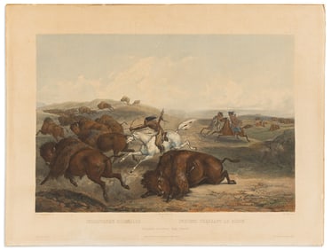 (NATIVE AMERICANS.) Karl Bodmer. Indians Hunting the Bison.