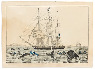 (WHALING.) [Nathaniel Currier]. South Sea Whale Fishery.