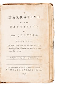 (AMERICAN INDIANS.) A Narrative of the Captivity of Mrs. Johnson, Containing an Account of . . .