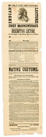 (AMERICAN INDIANS.) Only for One Evening, Indian Lecture, Chief Maungwudaus.