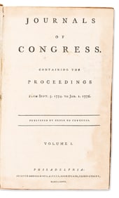 (AMERICAN REVOLUTION--1775.) Journals of Congress, Containing the Proceedings from Sept. 5, 1774 to