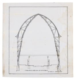 (ARCHITECTURE.) John Talcott Wells. Pair of his famed truss barn designs--including his very first.