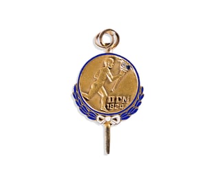 (ARCTIC.) Gold fraternity key issued to Admiral Byrd for his efforts toward world peace.