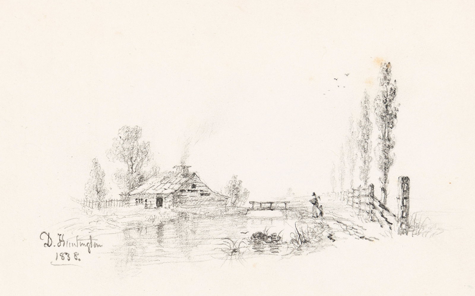 (ART.) Family commonplace book featuring two landscapes by Daniel Huntington. (1 of 2)