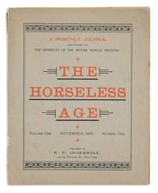 (AUTOMOTIVE.) First issue of "The Horseless Age, a Monthly Journal Devoted to the Interests of the