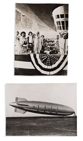 (AVIATION.) Group of press photos of American airships, including the USS Akron and USS Macon.