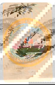 (CIVIL WAR--CONFEDERATE.) Seal of the Confederacy, painted on silk.