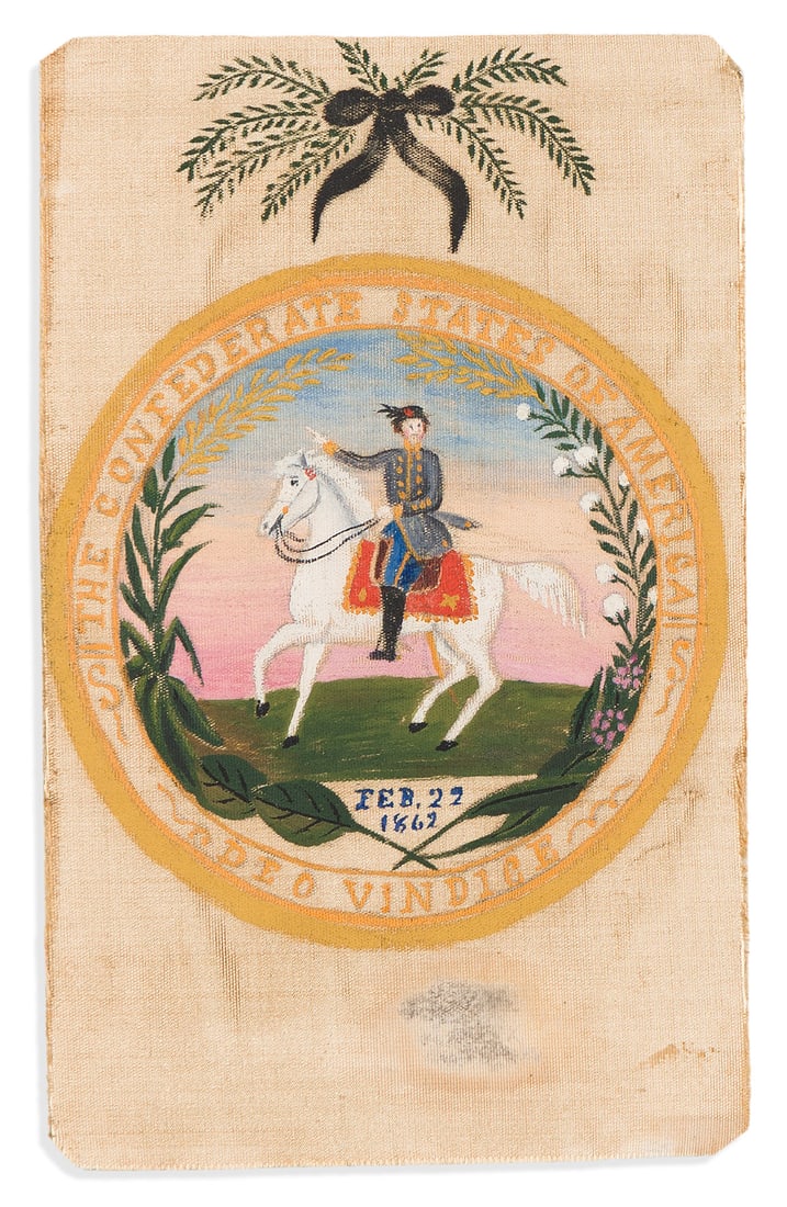 (CIVIL WAR--CONFEDERATE.) Seal of the Confederacy, painted on silk. (1 of 1)