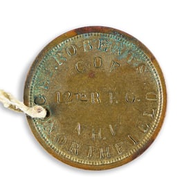 (CIVIL WAR--NEW HAMPSHIRE.) Identification tag of a Northfield soldier.