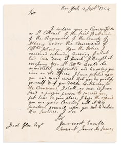 (COLONIAL WARS.) James De Lancey. Letter appointing an officer on the New York frontier after the