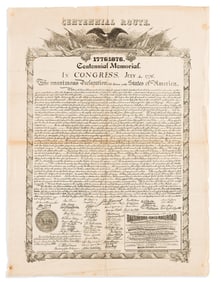 (DECLARATION OF INDEPENDENCE.) Centennial Route. 1776-1876, Centennial Memorial. In Congress, July