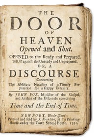 (EARLY AMERICAN IMPRINT.) John Fox. The Door of Heaven Opened and Shut.