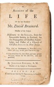 (EARLY AMERICAN IMPRINT.) Jonathan Edwards. An Account of . . . David Brainerd, Minister of the