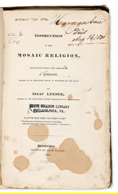 (JUDAICA.) Joseph Johlson. Instruction in the Mosaic Religion.