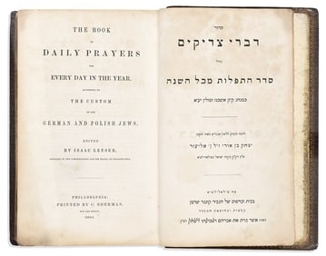 (JUDAICA.) Isaac Leeser, editor. The Book of Daily Prayers for Every Day in the Year, According to