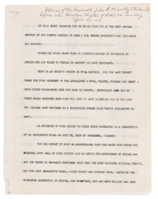 (JUDAICA.) John F. Kennedy. Address as congressman to the Boston chapter of the Hebrew Immigrant Aid