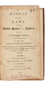 (LAW.) Thomas Herty, editor. A Digest of the Laws of the United States of America.
