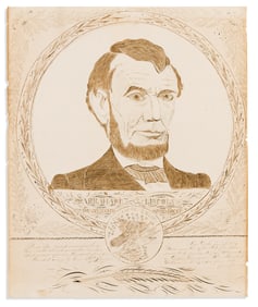 (ABRAHAM LINCOLN.) Pair of original drawings of Lincoln and McClellan.