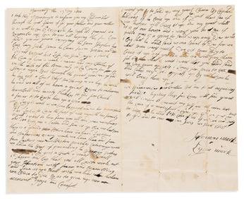 (MORMONS.) Personal letter from Joseph Smith's maternal grandmother Lydia Mack, among papers of his