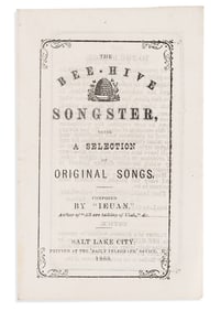 (MORMONS.) "Ieuan" [John Silvanus Davis]. The Bee-Hive Songster, Being a Selection of Original