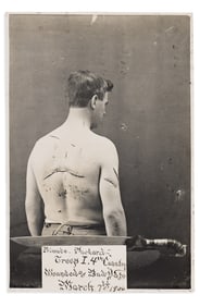(PHILIPPINE-AMERICAN WAR.) Photograph of an American soldier wounded at Bud Dajo in the Moro