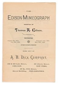 (SCIENCE & TECHNOLOGY.) The Edison Mimeograph, Invented by Thomas A. Edison.