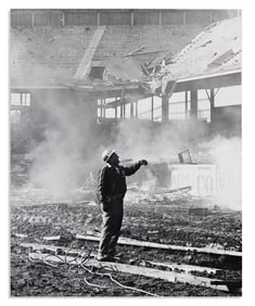 (SPORTS--BASEBALL.) Photographs of the demolition of Ebbets Field.