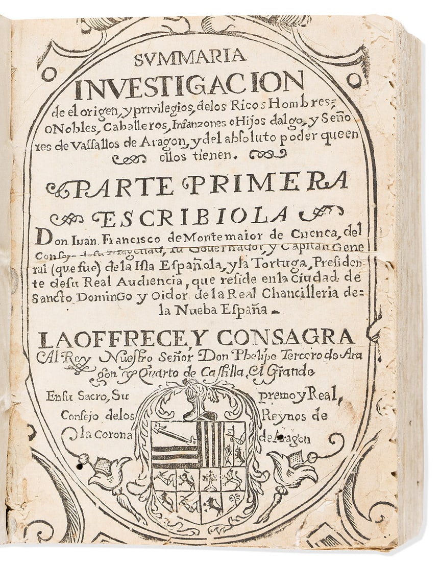 (MEXICAN IMPRINT--1665.) Juan Francisco Montemayor de Cuenca. Summaria investigacion de el origen, y (1 of 2)