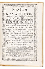 (MEXICAN IMPRINT--1774.) Saint Augustine; et al. Regla de N.P.S. Augustin. . . . Constituciones de