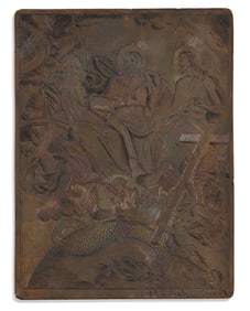 (MEXICO.) Francisco Sylverio, engraver. Copper printing plate of a devotional engraving.